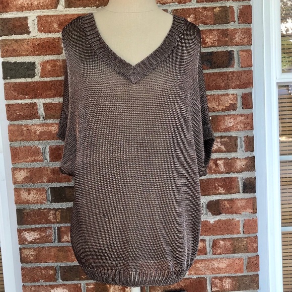 Vince Bronze Metallic Double V-Neck Sweater - Picture 6 of 10